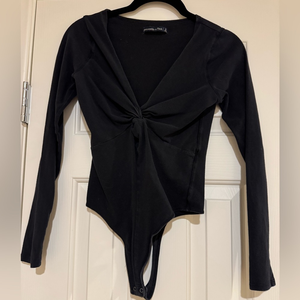 Abercrombie black bodysuit with knot tie feature size Small